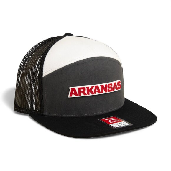 Arkansas Razorbacks ARKANSAS Red 3D Snapback Seven-Panel Trucker Hat- Charcoal - Picture 1 of 3